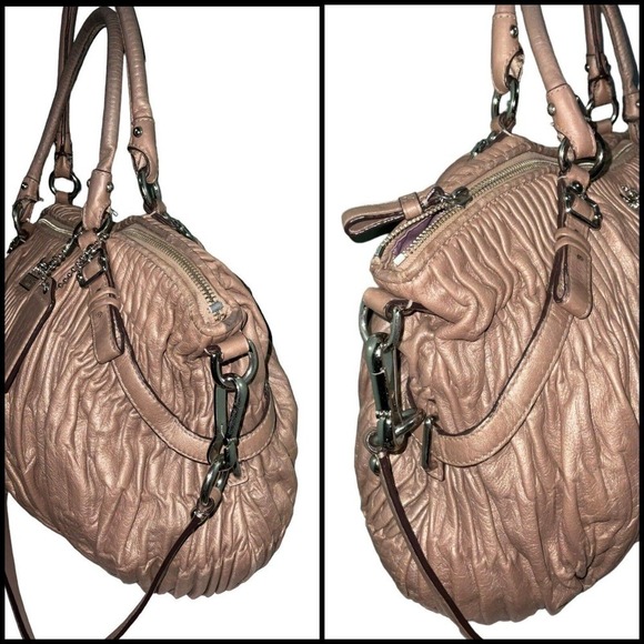 Coach 1941 Madison Gathered Leather Metallic Beige Sophia Satchel Shoulder Bag - Picture 12 of 16